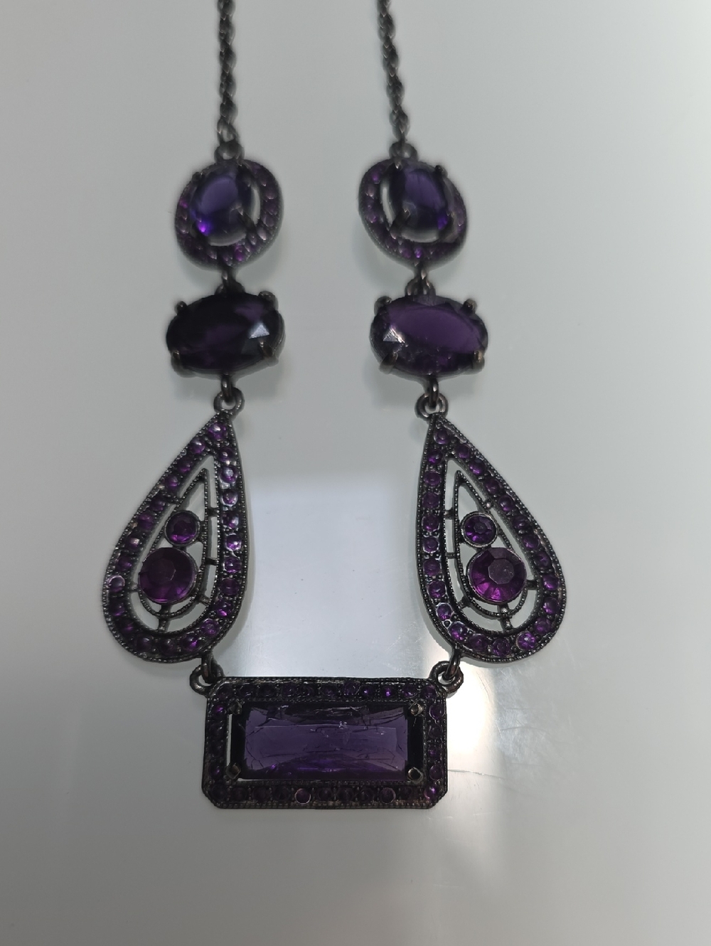 Purple Teardrop Crystal Pendant Necklace - Brand: